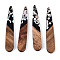 Opaque Resin & Walnut Wood Pendants, Teardrop Charms with Stars & Moon & Sun Paillettes, Silver, 44x7.5x3.5mm, Hole: 1.5mm