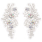 US 2Pcs 2 Styles Handmade Ornament Accessories, Rhinestone Beaded Appliques, for DIY Clothes, Bag, Shoes Decoration, Flower, Crystal AB, 120x243~246x4~5mm, 1pc/style