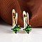Rhombus Brass Micro Pave Cubic Zirconia Hoop Earrings, Golden, Dark Green, 17x13mm