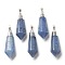 Dyed & Heated Natural Blue Aventurine Pointed Pendants, with Silver Brass Findings, Faceted, Bullet, 40x12x11mm, Hole: 7x5mm