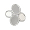 304 Stainless Steel Pendant Cabochon Settings, Flat Round with Oval Charms, Stainless Steel Color, Tray: 8~15x8x10mm, 32x30x8.5mm, Hole: 5.5x3mm
