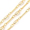 Brass Bar & Oval Link Chains, with Clear Cubic Zirconia, Lead Free & Cadmium Free, Soldered, with Spool, Real 18K Gold Plated, 12x1.5x1mm, 11.5x4.5x2mm