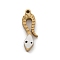 304 Stainless Steel Enamel Pendants, Snake Charms, Golden, Ion Plating(IP), White, 15x5x2mm, Hole: 1mm