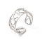 Non-Tarnish 304 Stainless Steel Hollow Out Heart Open Cuff Ring for Women, Stainless Steel Color, US Size 6 1/4(16.7mm)