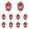 10Pcs Halloween Alloy Oval Pendants, Bat Charms with Resin, Antique Silver, Red, 42.5x23.5x10mm, Hole: 2.2mm