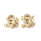Rack Plating Brass Micro Pave Clear Cubic Zirconia Box Clasps, 2-Strand, 4-Hole, Long-Lasting Plated, Double Number 0, Real 18K Gold Plated, 13.5x12x5.5mm, Jump Ring: 3.5x0.5mm, Inner Diameter: 2mm
