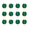 12Pcs Saint Patrick's Day Alloy Enamel Shamrock Brooch, Clover Enamel Pins, Dark Green, 25x20mm