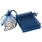 100Pcs Rectangle Organza DIY Craft Drawstring Bags, for Valentine Birthday Wedding Party Candy Wrapping, Steel Blue, 9x7cm