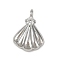 Brass Pave Clear Cubic Zirconia Pendants, Cadmium Free & Nickel Free & Lead Free, Long-Lasting Plated, Shell Shape Charms, Platinum, 10x7.5x2mm, Hole: 0.9mm