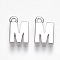 Brass Charms, Letter, Nickel Free, Real Platinum Plated, 3.5x5.5x1.5mm, Hole: 0.8mm