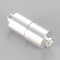 Brass Magnetic Clasps with Loops, Nickel Free, Column, Silver Color Plated, 16x6mm, Hole: 1.5mm