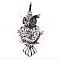 Rack Plating Brass Cage Pendants, Nickel Free, For Chime Ball Pendant Necklaces Making, Owl, Antique Silver, 51x29x20mm, Hole: 4x7mm, inner measure: 18x20mm