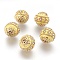 Handmade Indonesia Beads, with Metal Findings, Round, Light Gold, Light Khaki, 19.5x19mm, Hole: 1mm