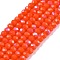 Electroplate Opaque Solid Color Glass Beads Strands, Half Rainbow Plated, Faceted, Rondelle, Orange Red, 2.3~2.7x1.5mm, Hole: 0.4mm, about 144~150pcs/strand, 28~29cm