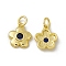 Rack Plating Brass Cubic Zirconia Charms, with Jump Ring, Real 18K Gold Plated, Long-Lasting Plated, Cadmium Free & Nickel Free & Lead Free, 5-Petal Flower Charm, Blue Violet, 12x10.5x2.5mm, Jump Ring: 5x0.9mm, Inner Diameter: 3.2mm