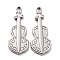 304 Stainless Steel Pendants Cabochon Enamel Settings, Violin, Stainless Steel Color, 30x12x2mm, Hole: 1.8mm