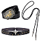 3Pcs 3 Styles PU Leather Men's Chain Belt with Alloy Horse Clasp & Star Bolo Tie & Adjustable Hat Band, Western Cowboy Jewelry Set, Black, 49-5/8 inch(126cm), 40.94 inch(104cm), 762x33x6mm