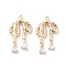 Glass Pendants, with Brass Findings, Bowknot Charm, Real 18K Gold Plated, 20x11.5x3mm, Hole: 1.2mm