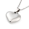 Non-Tarnish Heart 304 Stainless Steel Pendant Necklaces, Cable Chains Necklaces for Women, Stainless Steel Color, 15.75 inch(40cm), pendant: 16.5x16mm