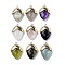 Natural Gemstone Pendants, with Golden Brass Finding, Straberry Shape Charms, Faceted, 25x17.5x7mm, Hole: 1.6mm