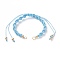 Adjustable Polyester Braided Cord Bracelet Making, with Brass Beads and 304 Stainless Steel Jump Rings, Golden, Sky Blue, Single Chain Length: about 5-1/2 inch(14cm)