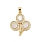 Brass Micro Pave Clear Cubic Zirconia Pendants, with Shell, Cadmium Free & Lead Free, Balloon, Real 18K Gold Plated, 21.5x17.5x3.5mm, Hole: 3.5x2.5mm