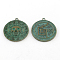 Zinc Alloy Pendants, Cadmium Free & Lead Free, Flat Round, Antique Bronze & Green Patina, 42x38x3mm, Hole: 3mm