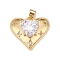 Brass Micro Pave Cubic Zirconia Pendants, Real 18K Gold Plated, Lead Free & Cadmium Free, Heart, Clear, 20x23x7mm, Hole: 4x3mm