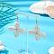 Natural Mixed Cowrie Shell Dangle Earrings, with Brass Hooks Finding, Flower, Real 18K Gold Plated, 59.5x37.5~38.5mm