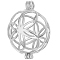 Anti-Tarnish 1Pc Rhodium Plated 925 Sterling Silver Empty Bead Cage Pendants, Round with Flower, Platinum, 25x18mm, Hole: 2.5mm, Inner Diameter: 16.5mm