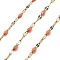 Ion Plating(IP) 304 Stainless Steel Dapped Chains, with Enamel, Soldered, with Spool, Orange, 11x2~2.5x2~2.5mm, about 32.81 Feet(10m)/Roll