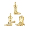 Brass Micro Pave Cubic Zirconia Pendants, Boot Charms, Rack Plating, Long-Lasting Plated, Cadmium Free & Lead Free, Real 18K Gold Plated, 17~19x10.5~17x4.5~6mm, Hole: 1.2~4mm