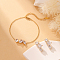 Elegant European Style Oval & Rectangle & Horse Eye Stainless Steel Cubic Zirconia Link Bracelets for Women, Golden, 