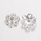 Alloy Fancy Bead Caps, Hollow 6-Petal Flower, Silver Color Plated, 6.5x2mm, Hole: 1mm
