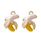 2Pcs Brass Enamel Charms, Imitation Fruit, Light Gold, Banana Charm, Yellow, 12.5x9x5.5mm, Hole: 1mm