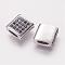 Brass Micro Pave Cubic Zirconia Beads, Square, Platinum, 9x9x3.5mm, Hole: 2x5mm