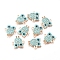 Alloy Links Connectors, with Dark Turquoise Seed Beads 
& Black Diamond Rhinestone, Owl , Golden, 17.5x17x3.5mm, Hole: 2mm