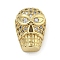 Brass Micro Pave Clear Cubic Zirconia Beads, Cadmium Free & Nickel Free & Lead Free, Skull, Real 18K Gold Plated, 13.5x7x10mm, Hole: 1.6mm