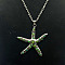 Alloy Rhinestone Pendant Necklaces, Platinum, Starfish