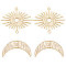Beebeecraft 1 Box 40Pcs 2 Styles Sun & Moon Connector Charms 24K Gold Plated Pendant Links for Jewelry Earring Bracelet Necklace Making