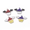 Alloy Enamel Pendants, Cake with Bat Charm, Platinum, 22x29.5x1.5mm, Hole: 1.8mm