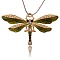 Vintage Alloy Enamel Pendants, with Rhinestone, Dragonfly, Golden, Olive Drab, 42x72.5x5mm, Hole: 3mm