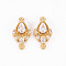 Brass Micro Pave Clear Cubic Zirconia Link Connectors, Nickel Free, Teardrop, Real 18K Gold Plated, 18.5x10x4mm, Hole: 1.2mm