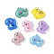 Translucent Resin Cabochons, Glitter Dinosaur, Mixed Color, 10x9x2.5~3mm