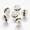 Brass Rhinestone Beads, Grade A, Silver Color Plated, Round, Olivine, 8mm, Hole: 1mm