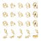 20Pcs 5 Styles Alloy Clip-on Earring Findings, with Horizontal Loops, Heart & Flat Round & Oval & Rhombus & Square, Golden, 12.5~17x6~11x9~16mm, Hole: 1~1.5mm, 4Pcs/style