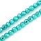 Baking Paint Electroplated Synthetic Non-magnetic Hematite Beads Strands, Faceted, Round, Turquoise, 4x4x4mm, Hole: 1mm, about 95pcs/strand, 14.96''(38cm)