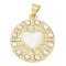 Rack Plating Brass Micro Pave Clear Cubic Zirconia Pendants, with ABS Plastic Pearl and Enamel, Long-Lasting Plated, Cadmium Free & Lead Free, Real 18K Gold Plated, Flat Round, 23x20x3.5mm, Hole: 4.5x3.5mm