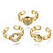 Flat Round Brass Micro Pave Cubic Zirconia Cuff Rings, Open Rings, Nickel Free, Real 16K Gold Plated, US Size 8 3/4(18.7mm)