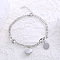 Hip-pop Stainless Steel Charm Bracelets, Curb Chains Bracelets for Women, Heart & Flat Round, Stainless Steel Color